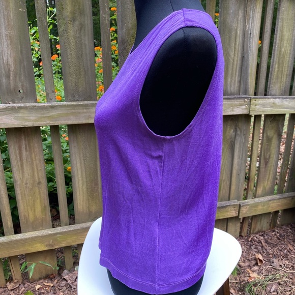 Vintage 90s Slinky Purple Cropped Top - Stretch Fit, Y2K Vibes, Size Large - Picture 3 of 7